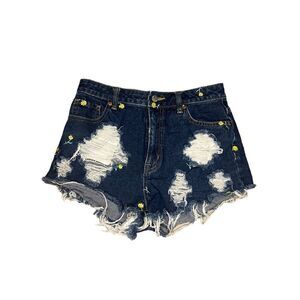 Urban Outfitters BDG Women’s 27 Denim Shorts Distressed Floral Dark Wash